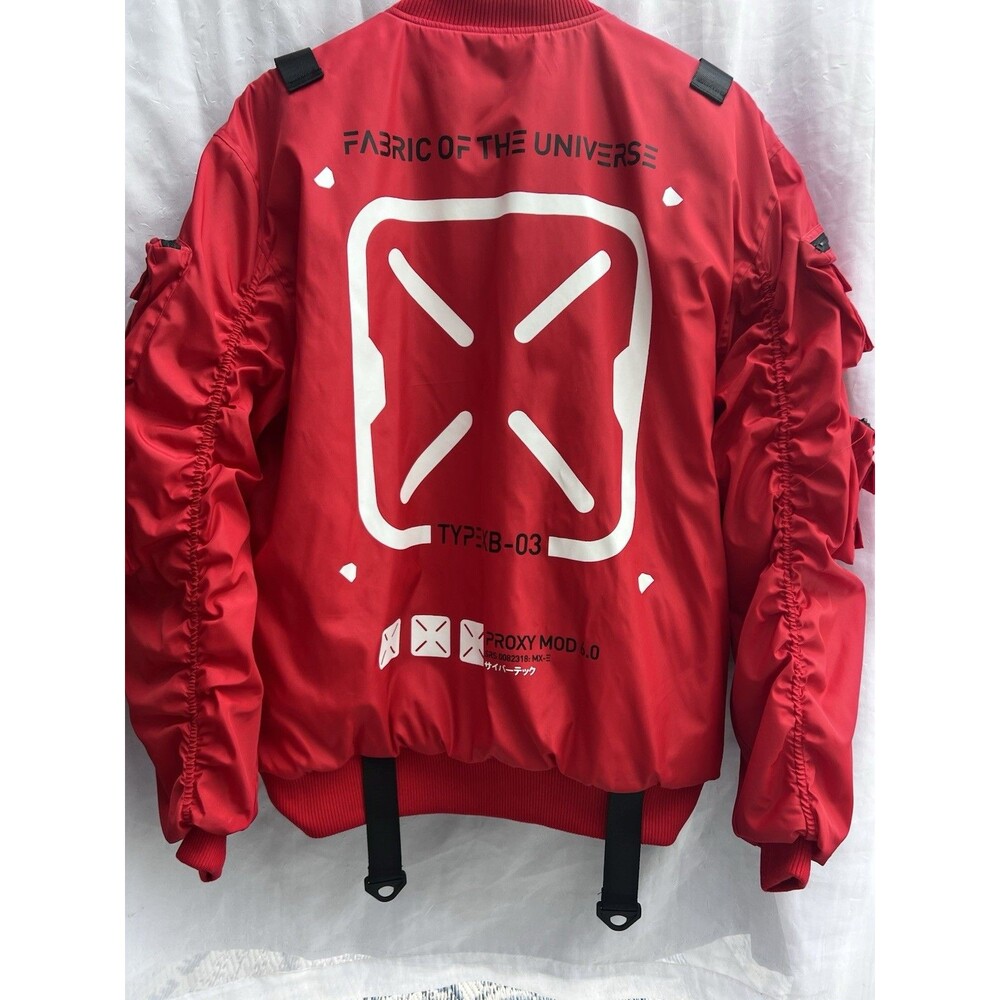 2023 Fabric of the Universe XB-03 Red Techwear Bomber Jacket L NWOT Cyberpunk